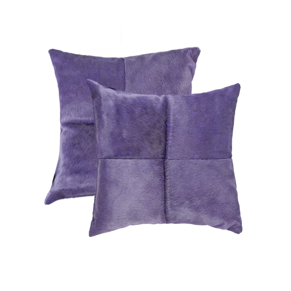 Natural Home Decor Torino Cowhide Pillow | 2-Piece | Purple | 18"x18"
